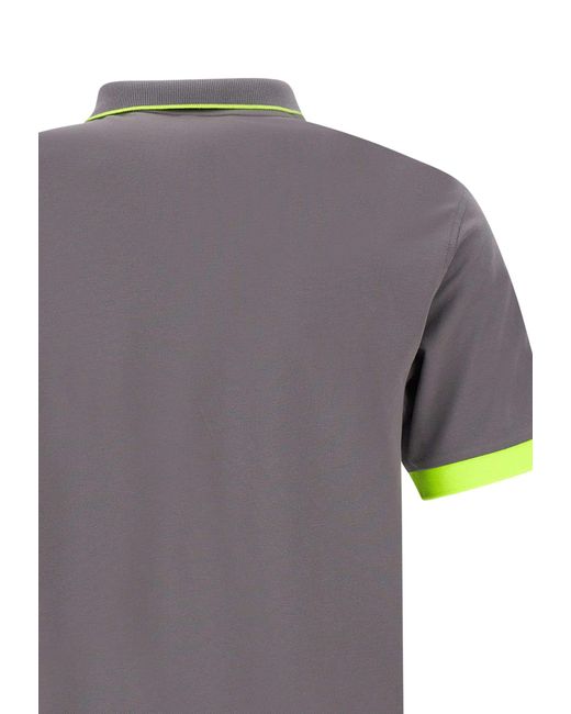 Sun 68 Gray Big Stripe Cotton Polo Shirt for men