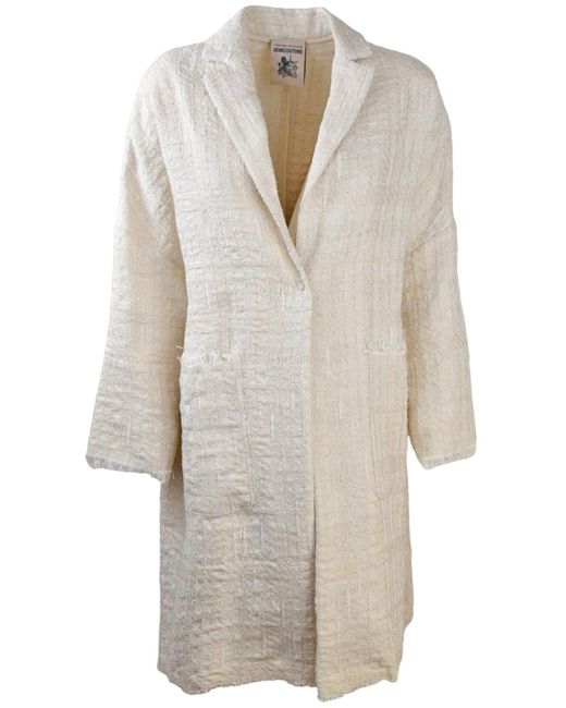 Semicouture White Cream Tweed Coat