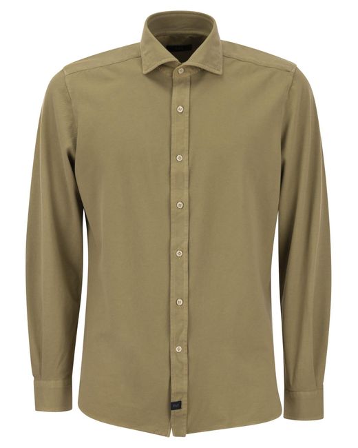 Fay Green Cotton French Collar Shirt for men
