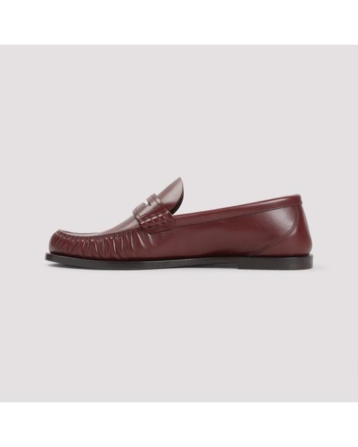 Saint Laurent Red Leather Loafers