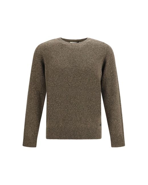 Brooksfield Green Crewneck Sweater Fleece Wool Ovis Aries for men