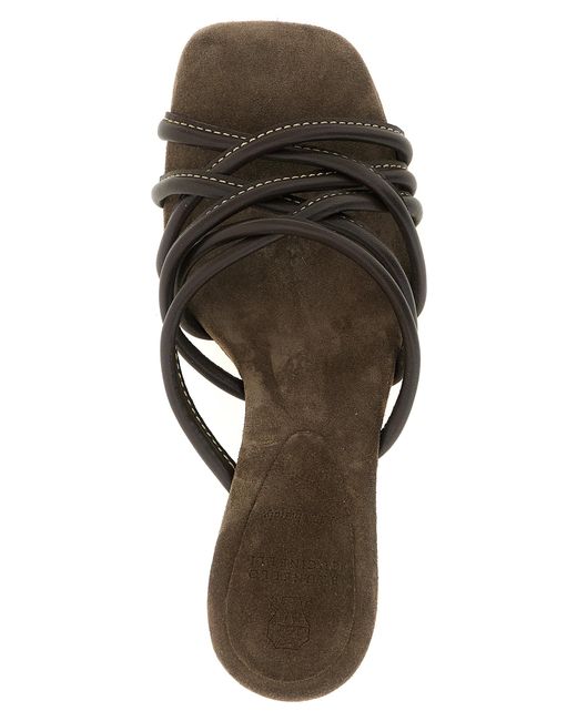 Brunello Cucinelli Brown Leather Stiletto Heel Sandals