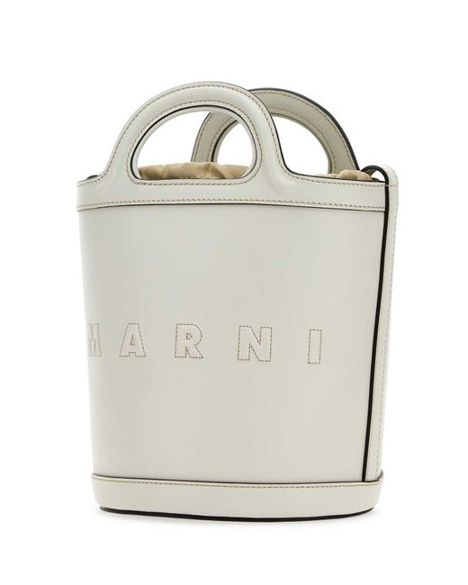 Marni Gray Leather Small Tropicalia Bucket Bag