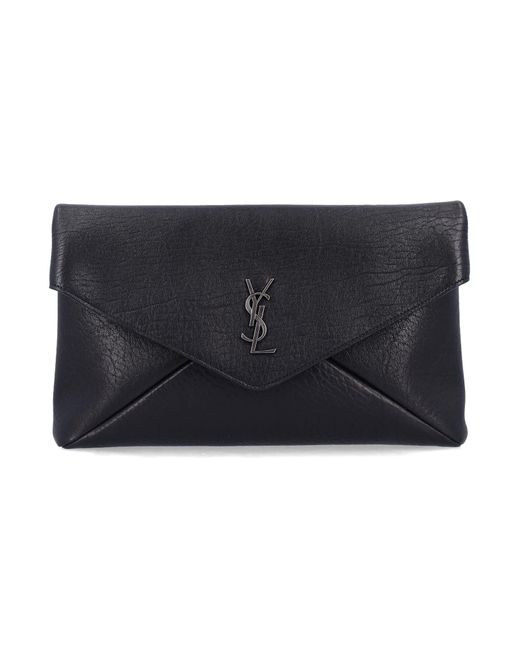 Saint Laurent Black Lambskin Cassandre Large Pouch for men