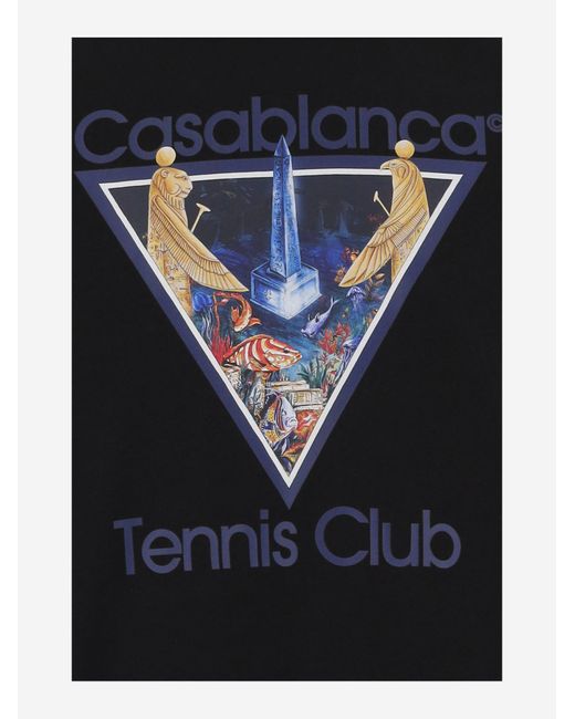 Casablanca Black Cotton T-Shirt With Logo Print Organic T-Shirts for men