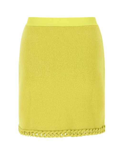 Bottega Veneta Yellow Acid Wool Mini Skirt
