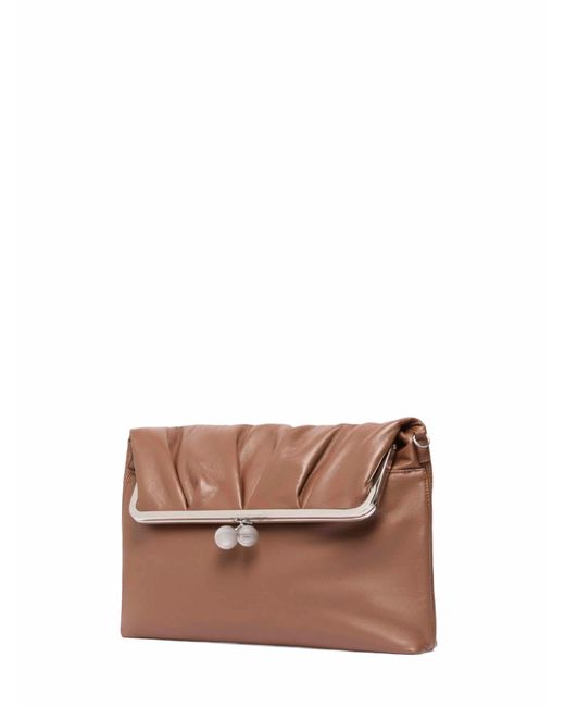 Weekend by Maxmara Brown Envelope Clutch Pasticcino Tan Leather Handbags