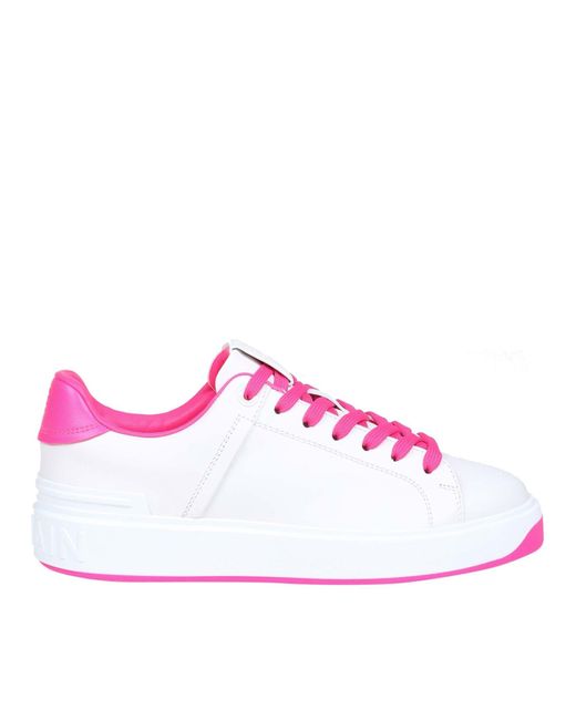 Balmain Sneaker B Court In White Leather in Pink | Lyst UK