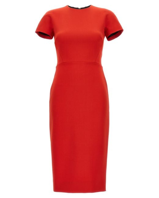 Victoria Beckham Red Fitted T-shirt Dresses