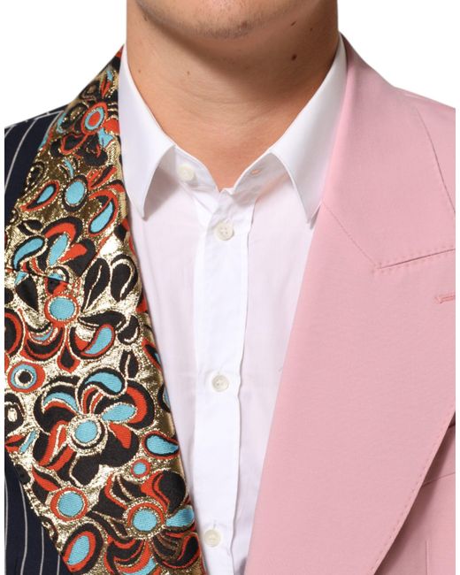 Dolce & Gabbana Black Patchwork Single Breasted Jacket Blazer Pl+Vi+Wo+Wv Clothing for men