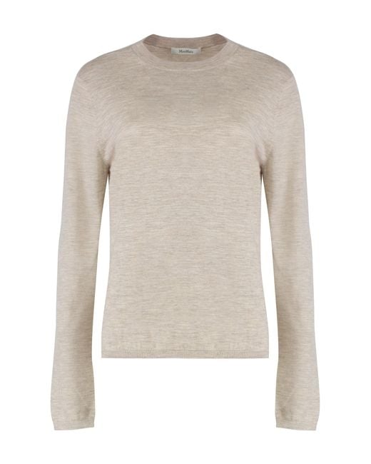 Max Mara White Cashmere Crew Neck Sweater