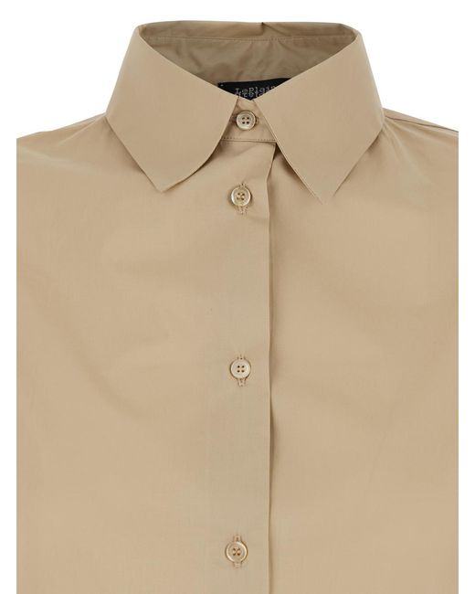 Le Plain Natural Shirt With Classic Collar And Long Sleeves