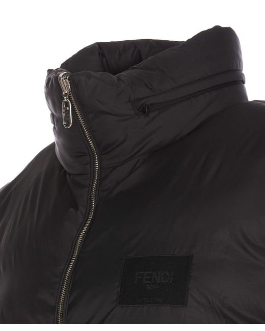 Fendi Black Zip-up Reversible Padded Gilet for men