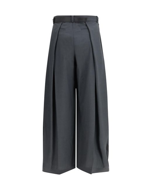 Sacai Gray Oversized Pants Polyester; Wool