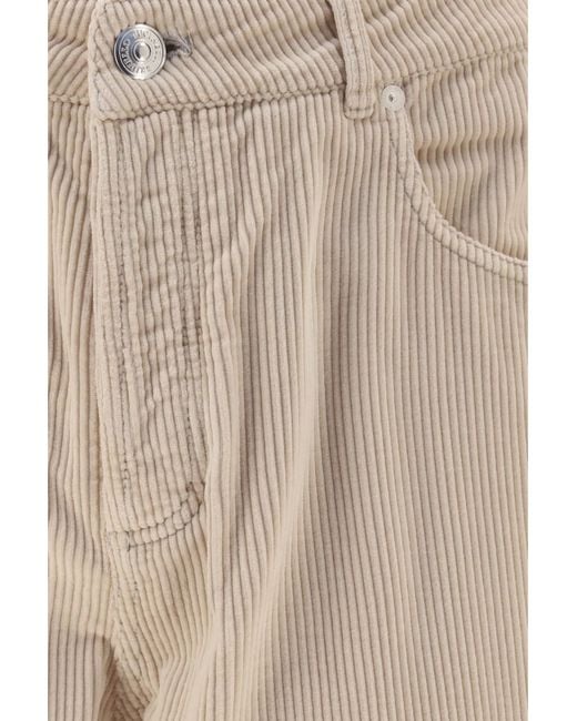 Brunello Cucinelli Natural Corduroy Pants Cotton; Elastane for men
