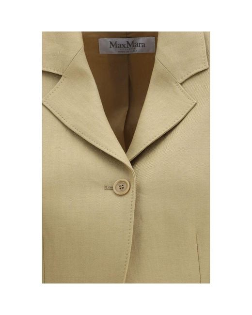 Max Mara Green Beige Linen Denim Jacket