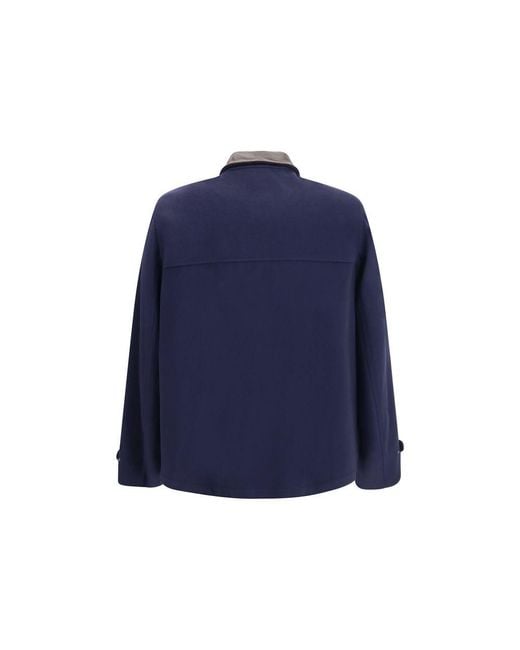 Brunello Cucinelli Blue Wool Oves Aries Full-Length Jacket Clothing for men