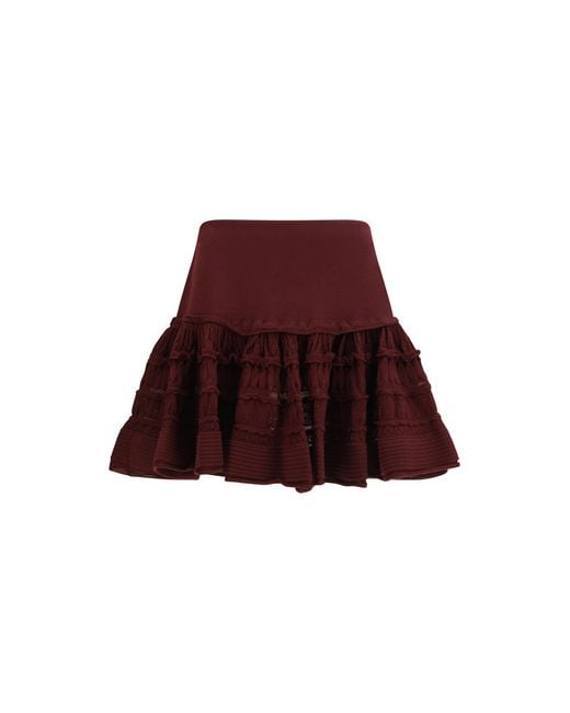 Alaïa Red Mini Skirt Crinoline Ruffle Wool (Ovis Aries)