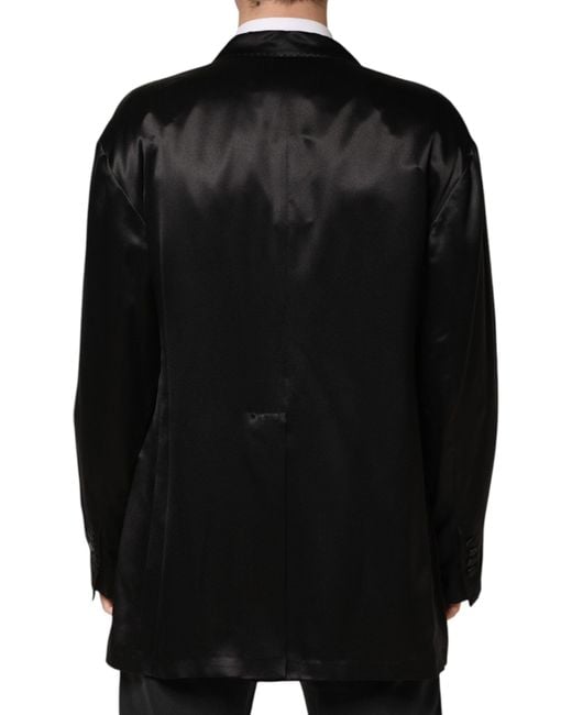 Dolce & Gabbana Black Silk Double Breasted 2 Button Blazer Clothing for men