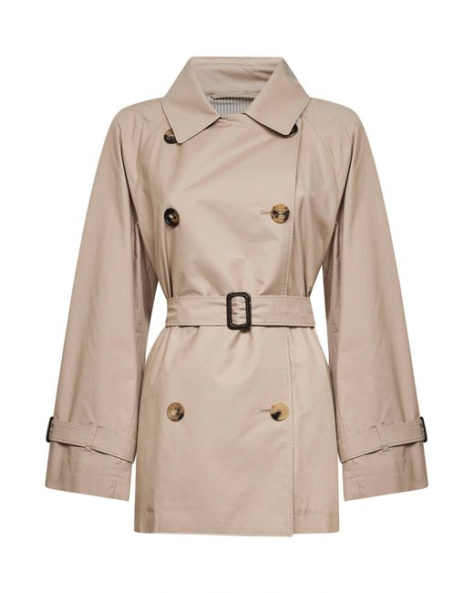Max Mara Natural Sand Mtccalle Short Double-Breasted Trench Coat