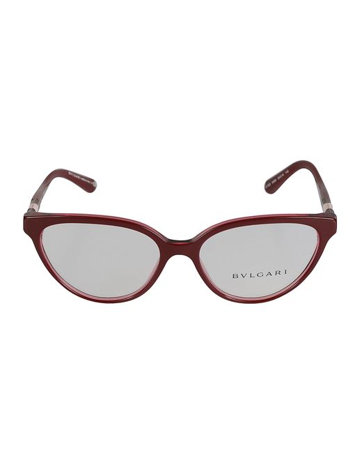 BVLGARI Brown Cat-eye Clear Lens Glasses
