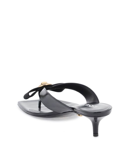 Versace Black La Medusa Patent Leather Sandals