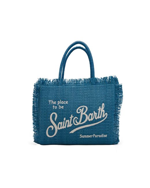 Mc2 Saint Barth Blue Vanity Straw Denim Bag