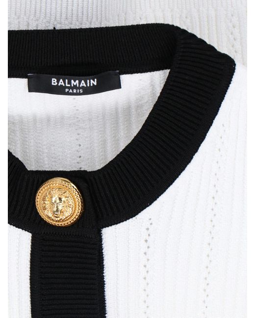 Balmain White Knitted Cardigan