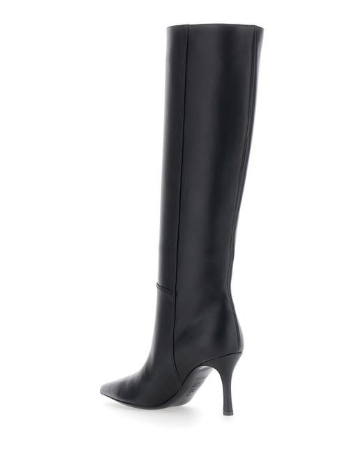 Pollini Black Heeled Boots Leather