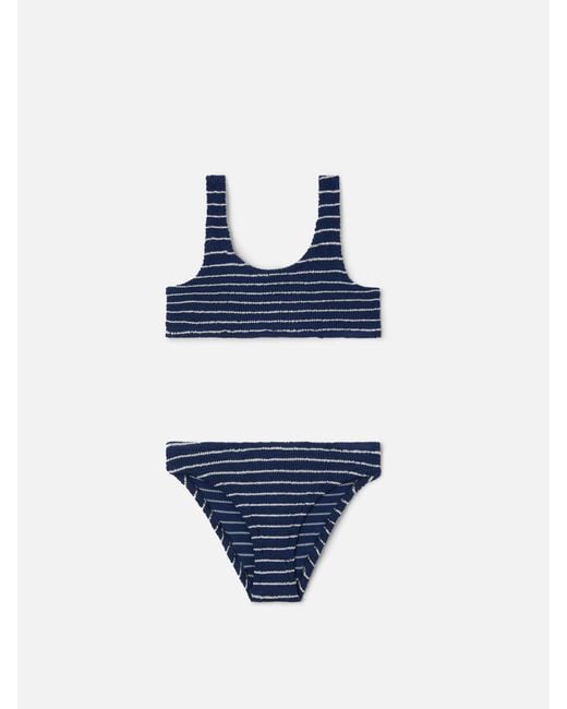 Mc2 Saint Barth Blue Baker Crinkle Bikini With Stripes