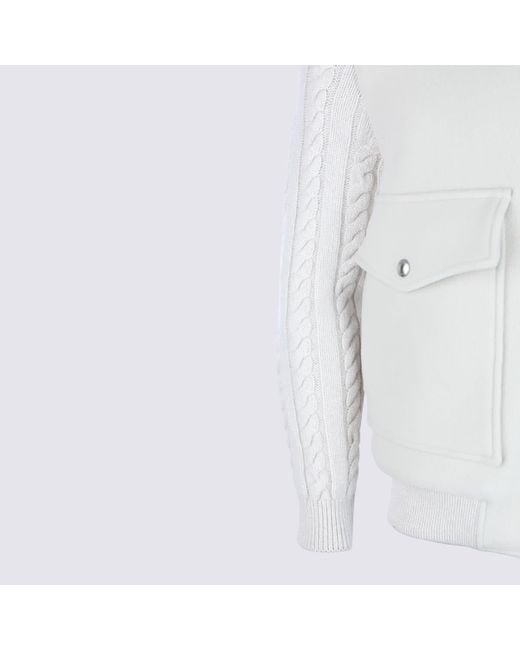 Eleventy White Wool Leather Jacket for men