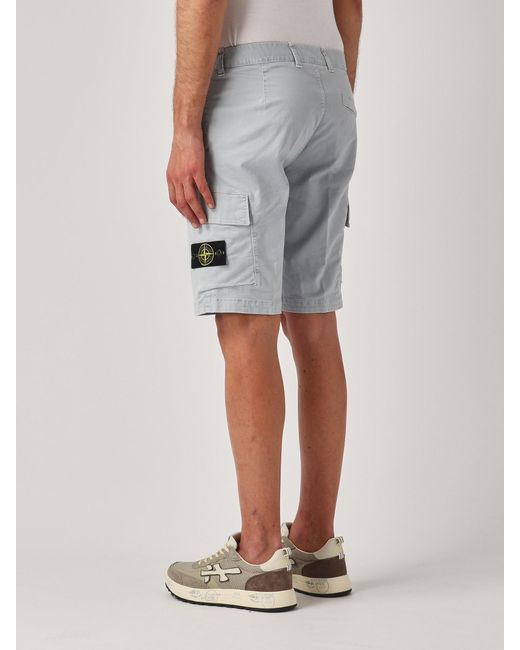 Stone Island Gray Bermuda Slim Shorts for men