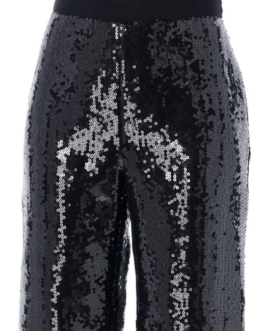 Alberta Ferretti Black Flared Sequins Pants