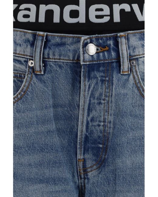 Alexander Wang Blue Layered Belt Logo-Waist Jeans Cotton