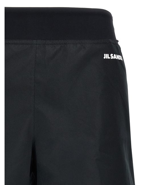 Jil Sander Black Shorts With Printed Logo