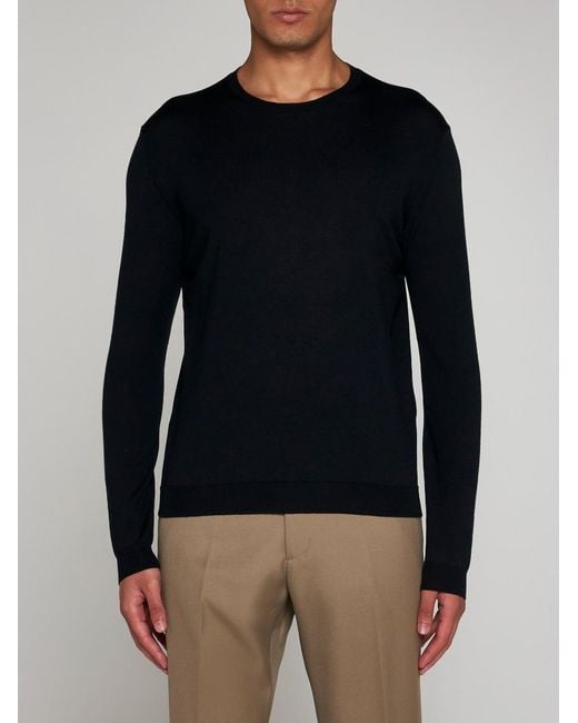 Low Brand Black Virgin Wool Sweater for men