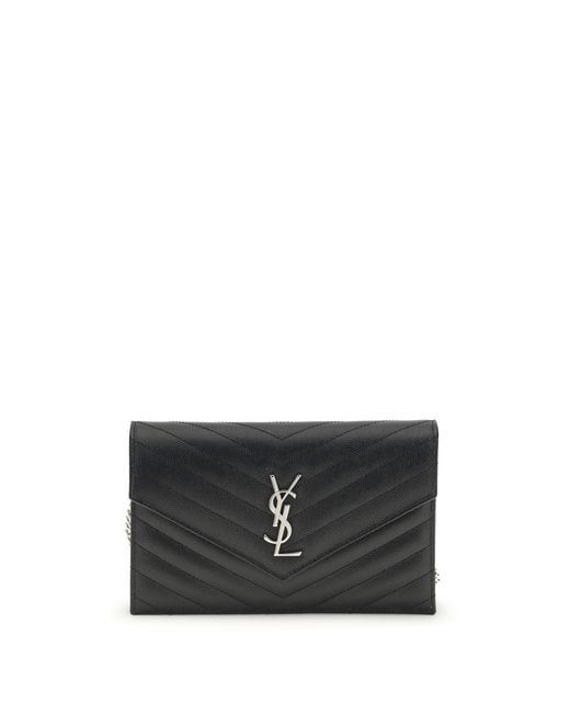 Saint Laurent Gray Cassandre Mini Shoulder Bag Calf Leather Bos Taurus Wallets & Purses
