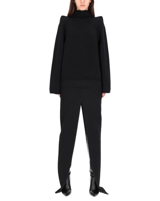 Rick Owens Black Long Skirt With Center Slits Wool