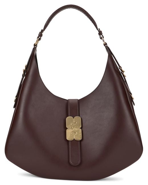 Ganni Brown Shoulder Bag Calfskin Tote