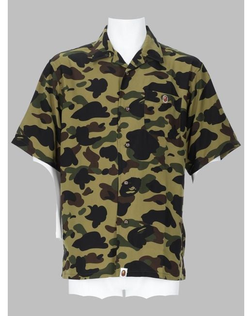 A Bathing Ape Green Shirt With Logo Patch Polyester for men