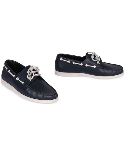 Céline Blue Bateau Leather Boat Shoes Calfskin; Goatskin for men