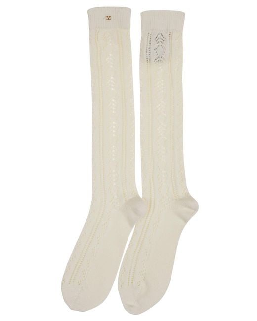 Valentino White Calze Socks Cotton for men