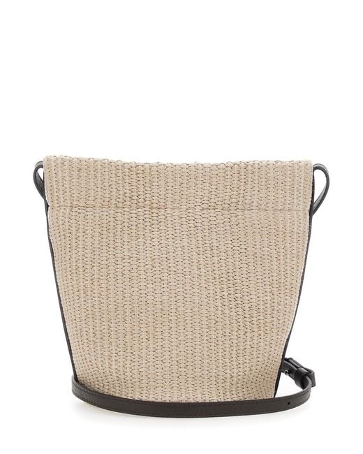 Brunello Cucinelli Natural Shoulder Bag Raffia Cotton