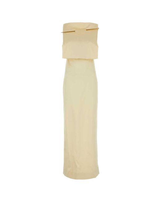 Loewe White Pastel Stretch Silk Long Dress