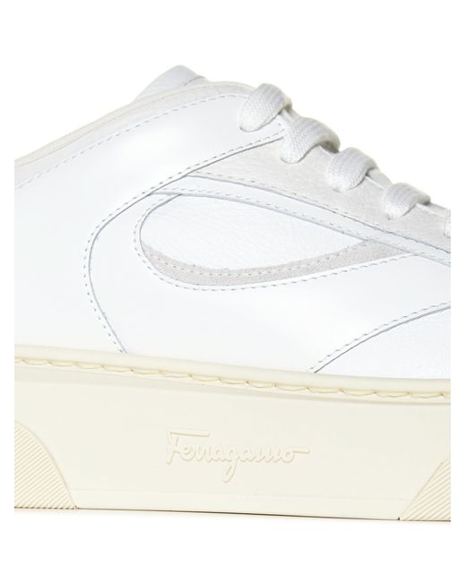 Ferragamo White Cassina Leather Sneakers for men
