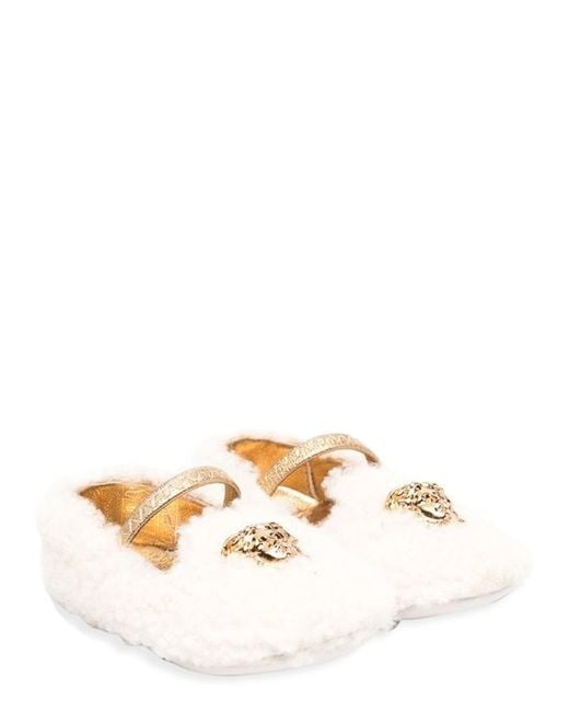 Versace Natural Ballet Flats Medusa Shearling Aos