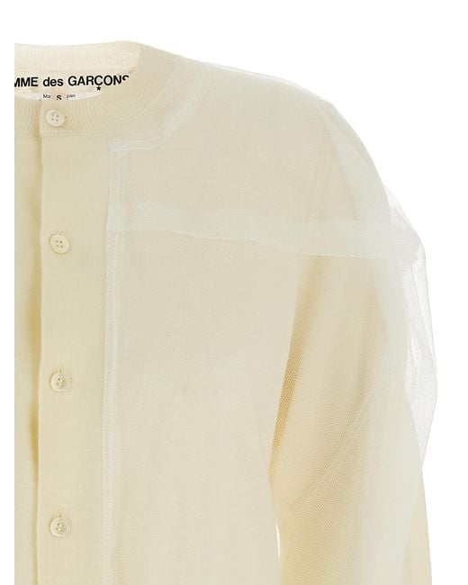 Comme des Garçons Natural Tulle-Detail Knit Cardigan