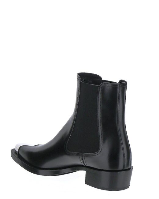 Alexander McQueen Black Leather Ankle Boots