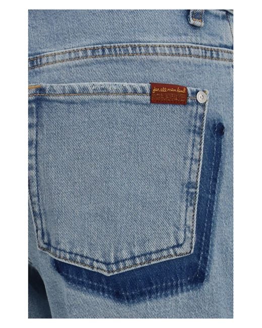 7 For All Mankind Blue Straight Jeans Calie Cotton