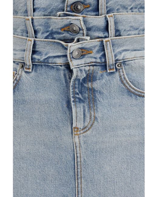 Fiorucci Blue Midi Denim Skirt With Triple Layer Cotton